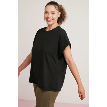 Siyah Oversize Kadın T-Shirt, Büyük Beden