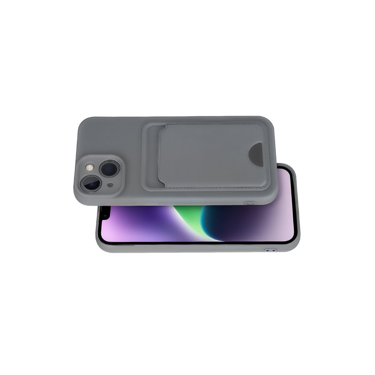 iPhone 14 Kılıf Kelvin Kartvizitli Silikon - Gri