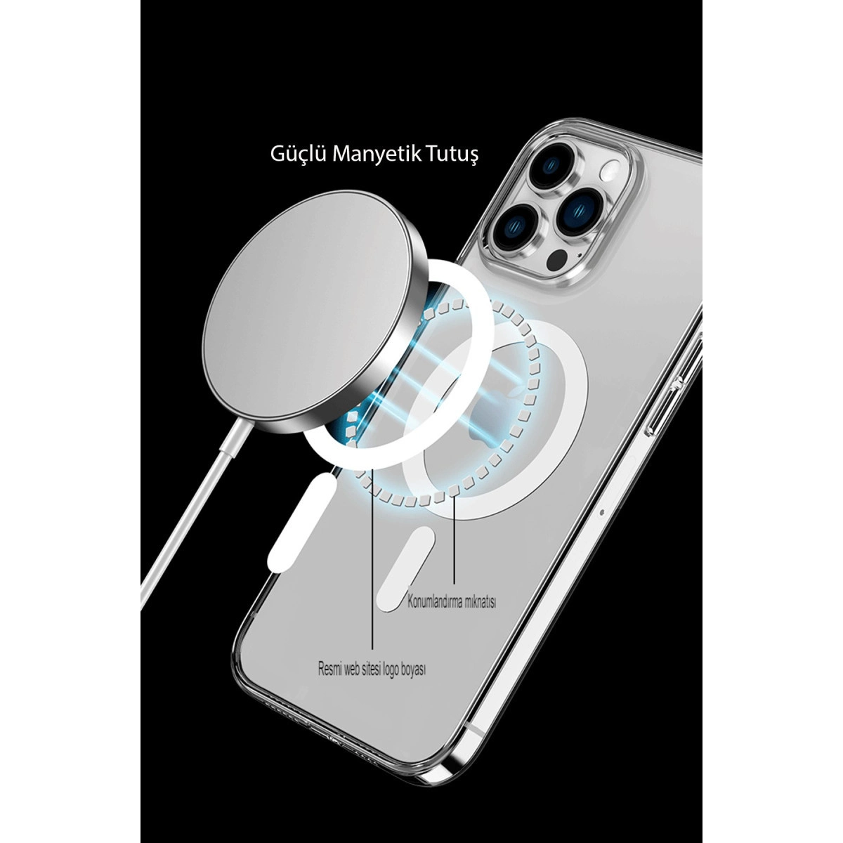 Apple İphone 14 Pro Max Kılıf Tron Şeffaf Magsafe Kapak - Derin Mor
