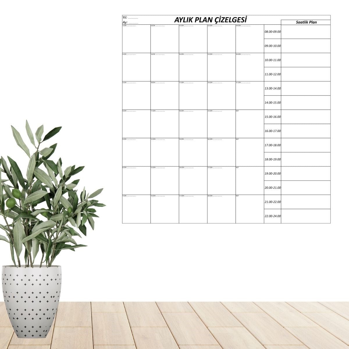Aylık Planlayıcı Manyetik Duvar Stickerı Takvim Plan Çizelgesi