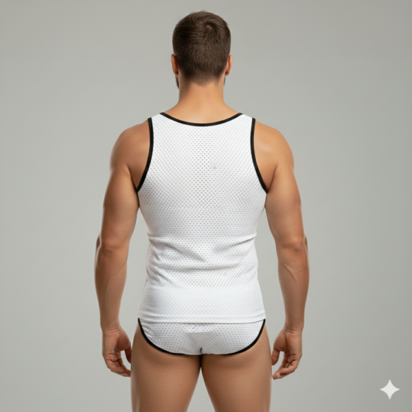 Beyaz Delikli Kumaş Tank Top Slip Takımı - Renkli / L