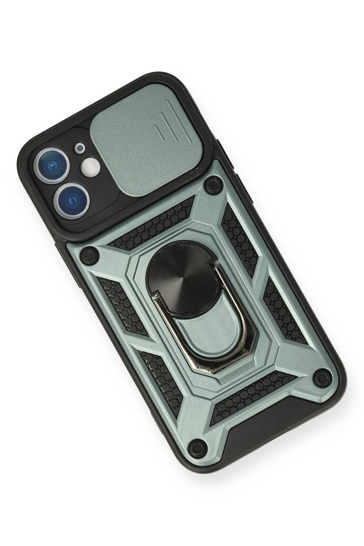 iPhone 11 Kılıf Pars Lens Yüzüklü Silikon - Yeşil