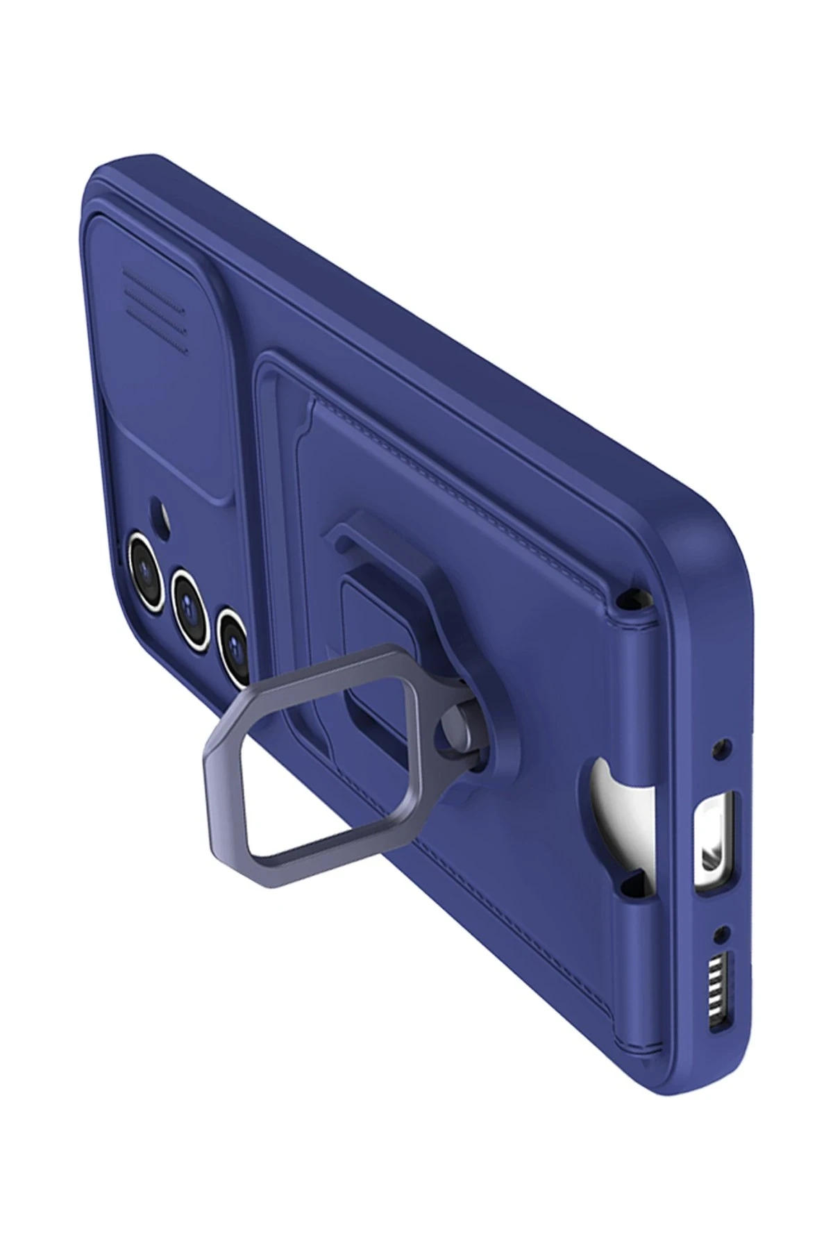 Samsung Galaxy A05S Kılıf Zuma Kartvizitli Yüzüklü Silikon - Lacivert