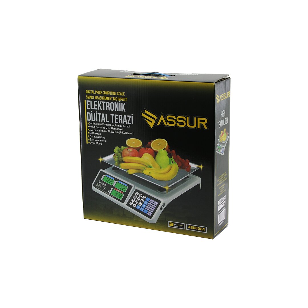 BÜYÜK DİJİTAL KARPUZ TERAZİ TARTI 40KG/2GR 7 FİYAT HAFIZASI FİŞ ŞARJLI ACS-809T (5643)