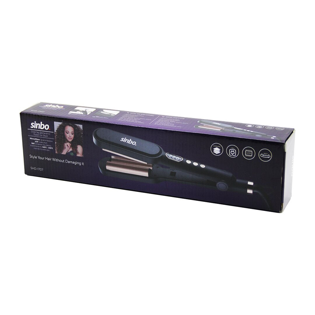 DİJİTAL SAÇ ŞEKİLLENDİRME CİHAZI 38X90MM SERAMİK KAPLAMA 360 DERECE KABLO=1.8MT LCD SIC.AYAR=140-220℃ SHD-1707 (5643)