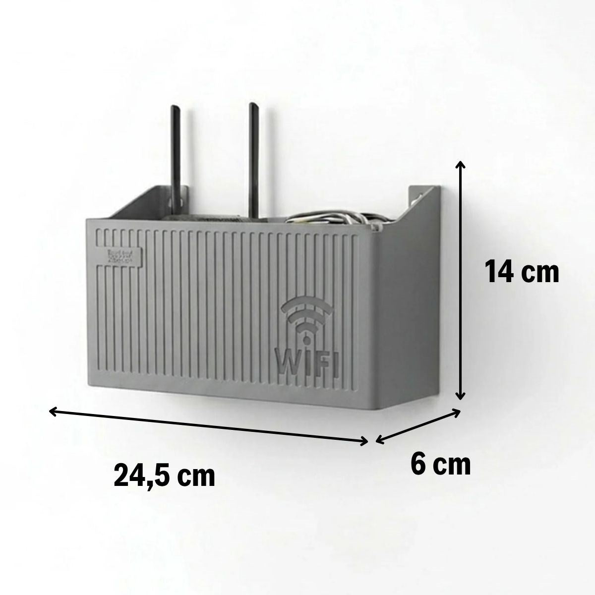 Duvar Tipi Wi-Fi Modem Saklama Kutusu(Gri) – Kablo Düzenleyici Router Raf Organizer