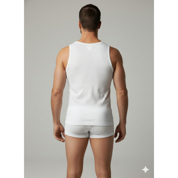 Erkek Beyaz File Tank Top Boxer Takımı - Renkli / L