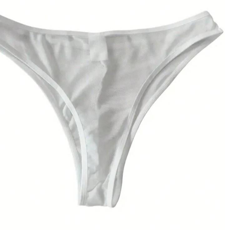 Erkek Biyeli Beyaz Transparan Brazillian Slip - Renkli / XL