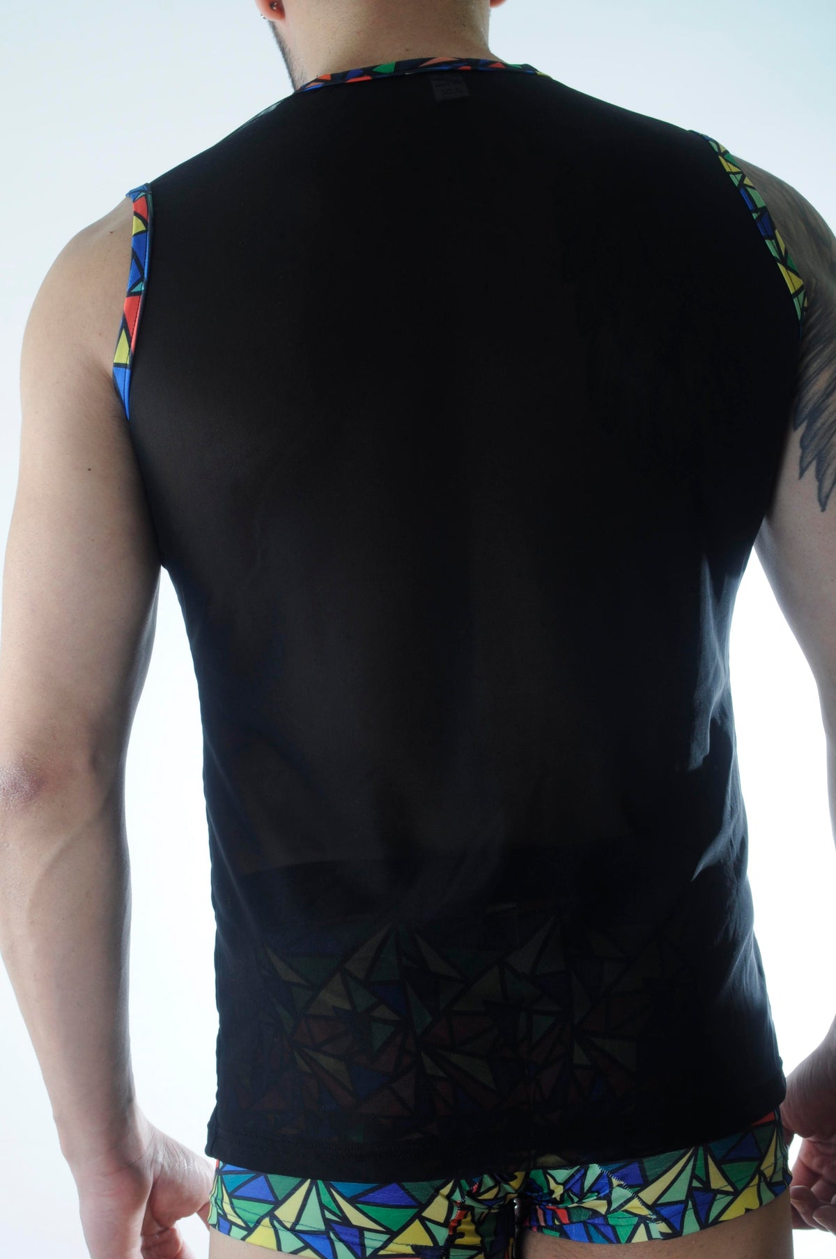 Erkek Transparan Renki Atlet Boxer Takımı - Renkli / XL