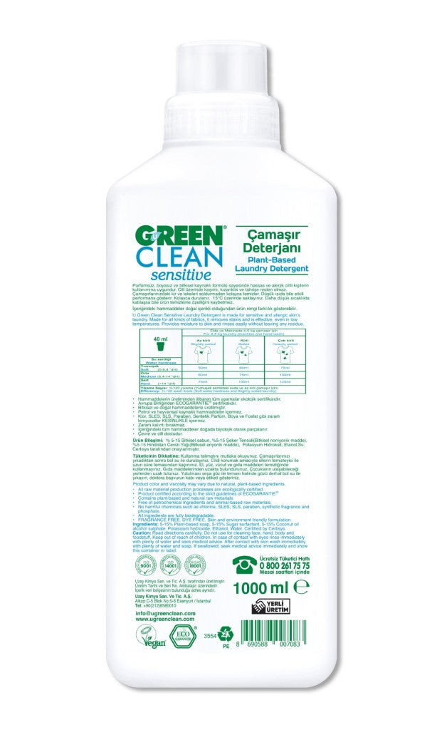 Sensitive Parfümsüz Bitkisel Çamaşır Deterjanı 1000 ml