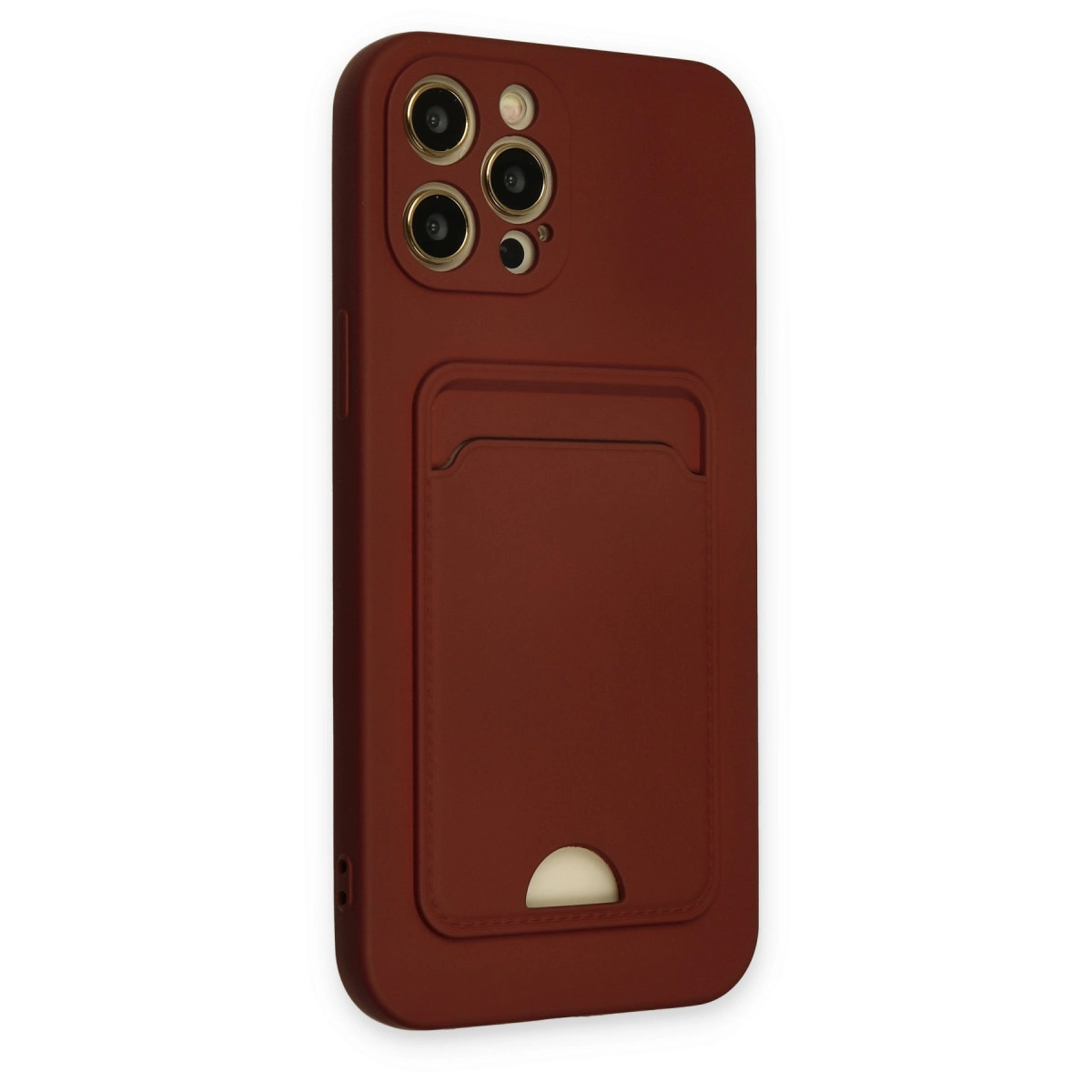 İphone 12 Pro Max Kılıf Kelvin Kartvizitli Silikon - Bordo