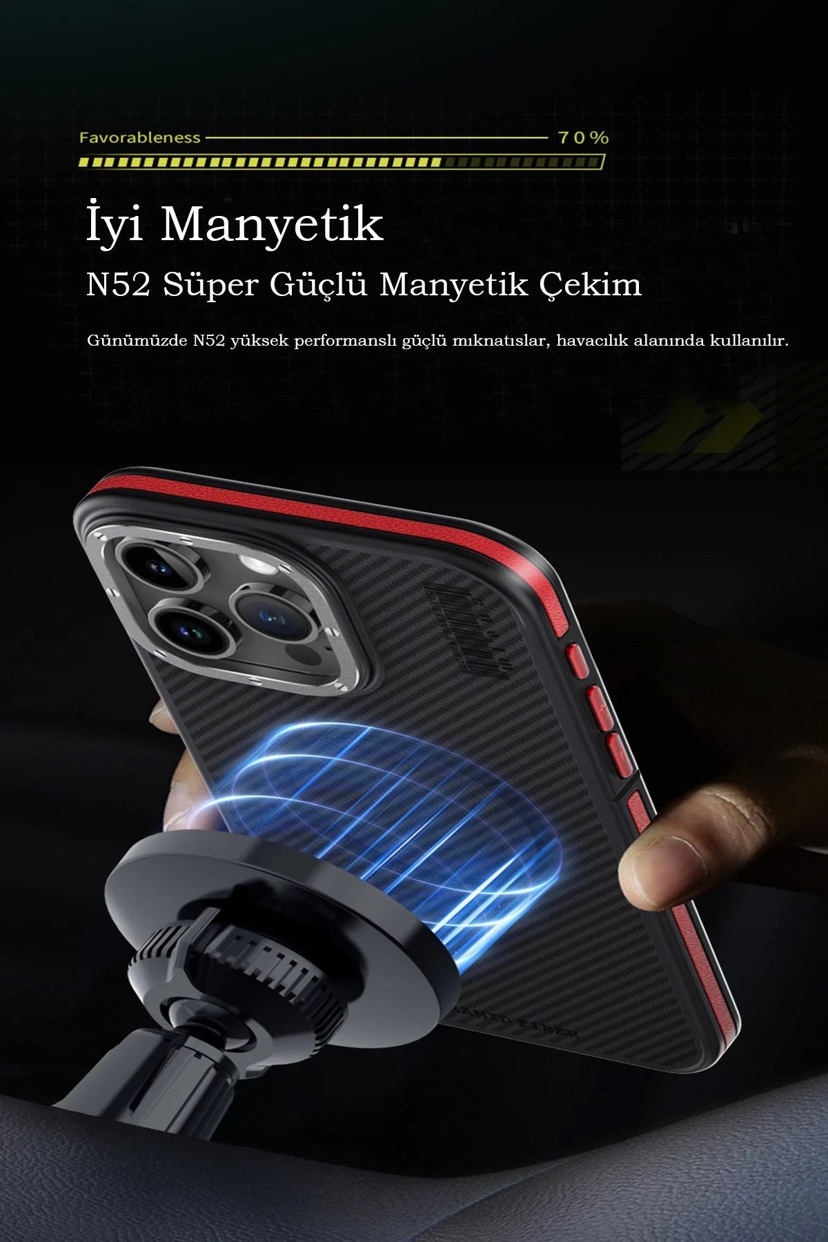 Joko Apple iPhone 15 Pro Max Kılıf Aramid 600D Kevlar Karbon Fiber Magsafe Kapak - Gri