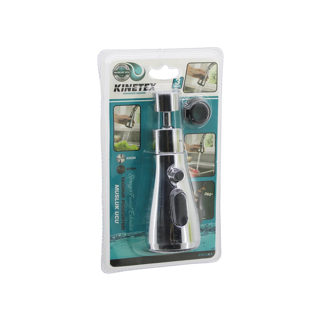 KROM 360 DERECE - 3 MOD YAĞMUR PÜSKÜRTME BORULU KUBAR MUSLUK UCU KTX-3289 (5643)