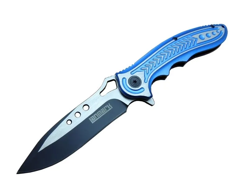 Lanmark T60b Kamp Çakı 20 Cm - Mavi Sap, Otomatik, Kemerlikli