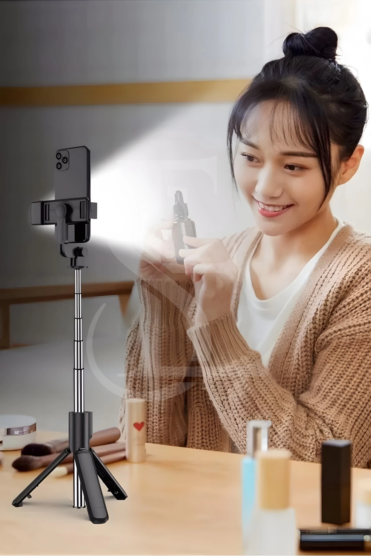 Led Işıklı Selfie Çubuğu Bluetooth Kumandalı Kablosuz Tripot Selfie Monopod Selfie Stick SİYAH