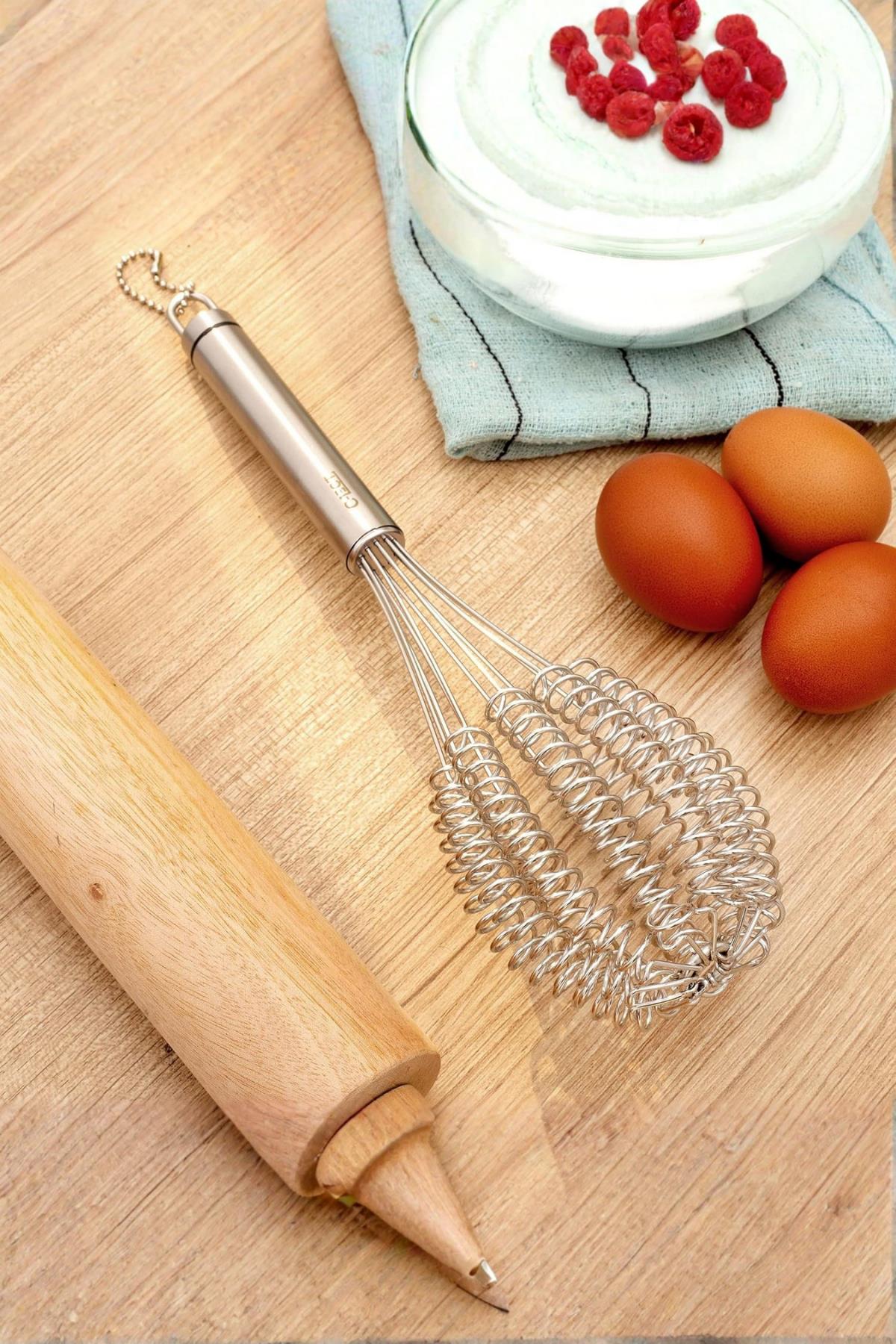 Lüks Örgülü Paslanmaz Çelik Çırpıcı & Profesyonel Hamur Ve Sos Karıştırıcı (32 cm)