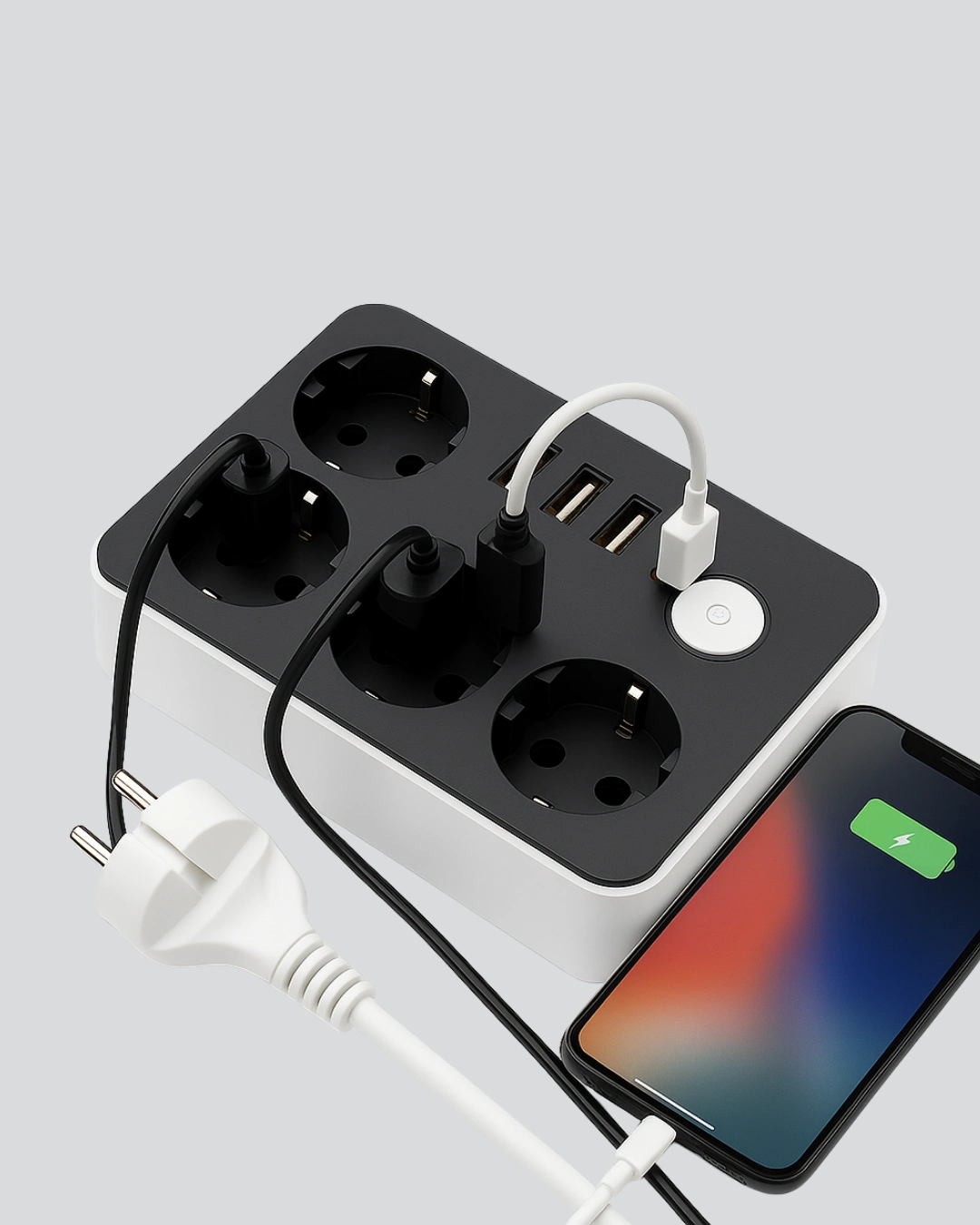 4.1A Hızlı Şarjlı Akım Korumalı 4 Priz ve 3 USB Çıkışlı Priz