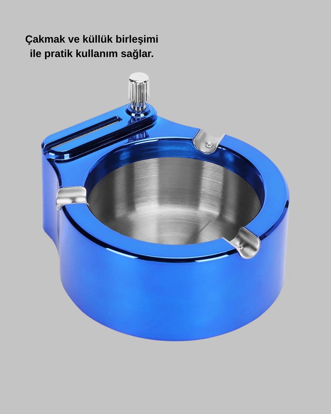 Metal Küllük ve Çakmak Seti Yuvarlak Modern Tasarım Yeni Nesil