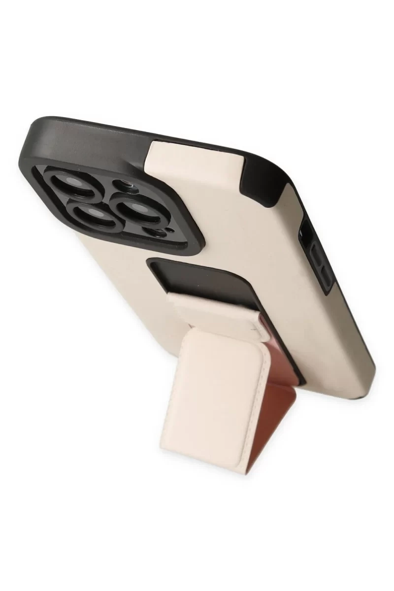 Newface İphone 13 Pro Max Kılıf Mega Standlı Silikon - Gold
