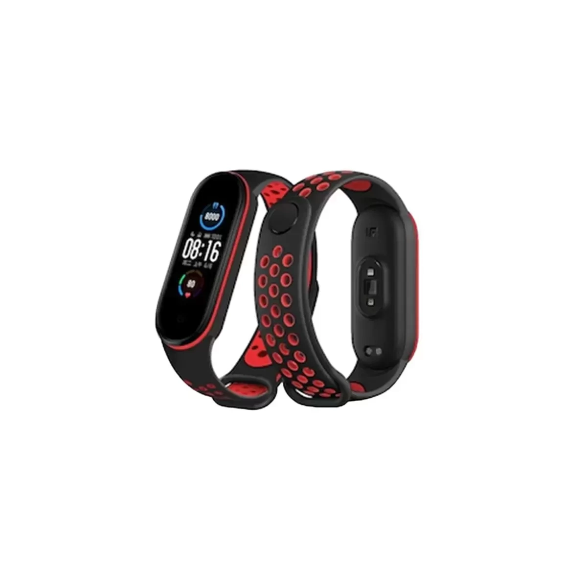 Newface Xiaomi Mi Band 4 Spor Delikli Kordon - Siyah-kırmızı