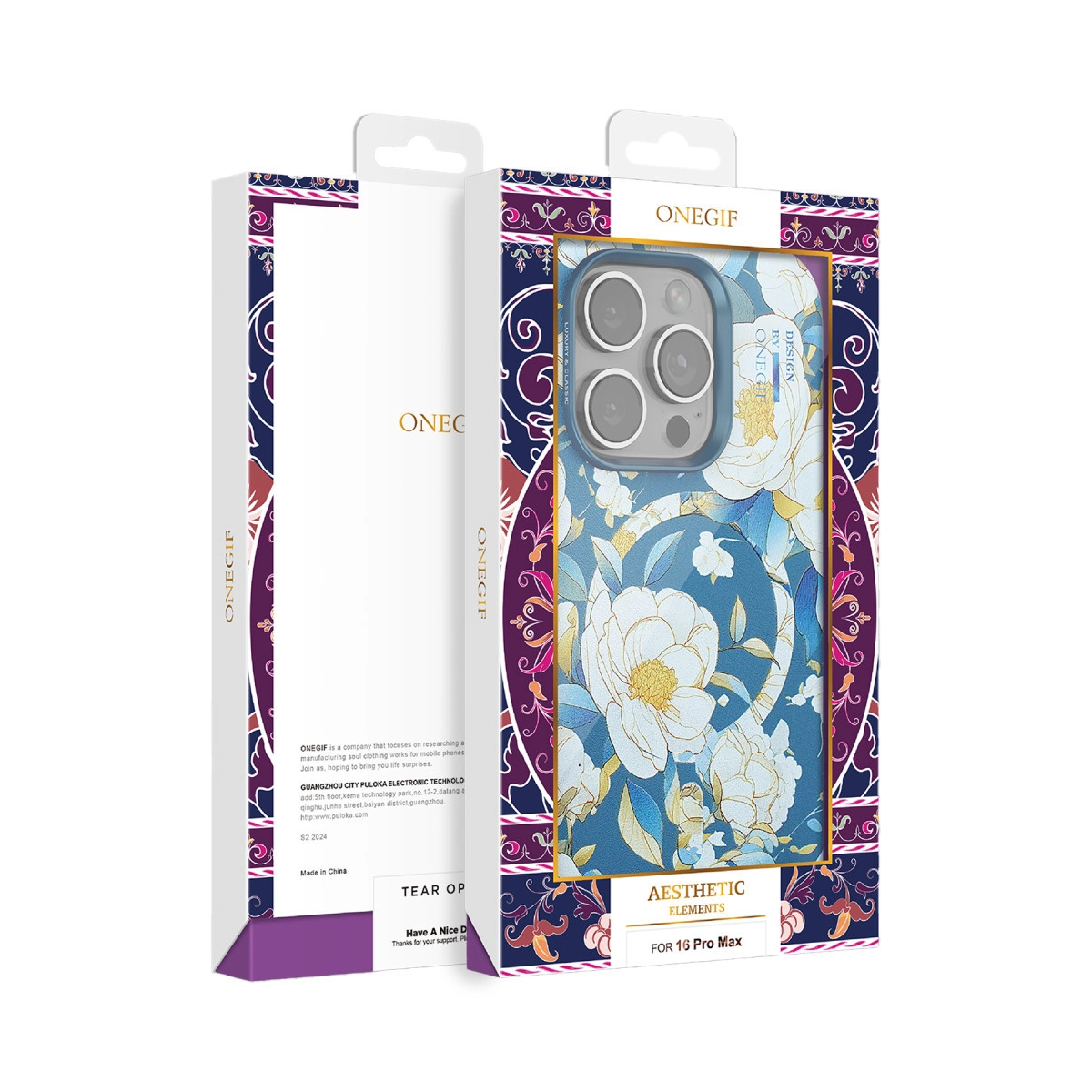 Onegif İphone 14 Pro Flower Series Magsafe Kapak - Mavi
