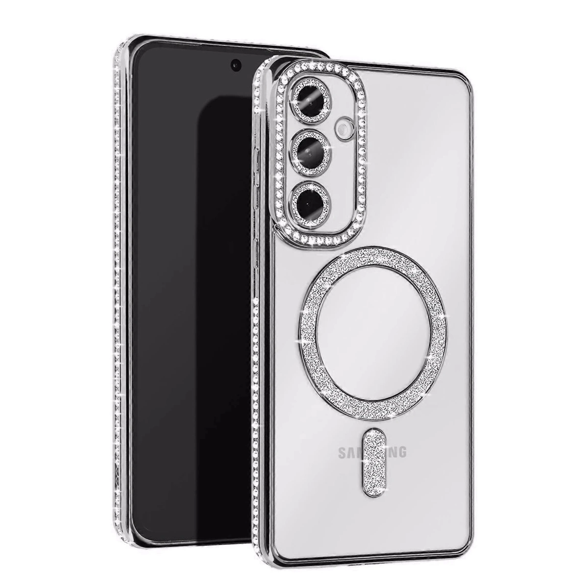 Samsung Galaxy A15 4g Joke Simli Magneticsafe Kılıf - Gümüş