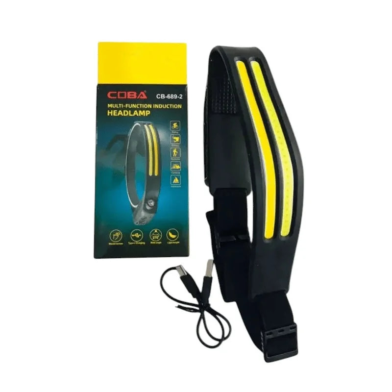 Sensörlü Far COB Led Far Şarj Edilebilir Kafa Feneri 18650 Dahili Pil Açık Hava Balıkçılık Kamp Baş Feneri Fener (5643)