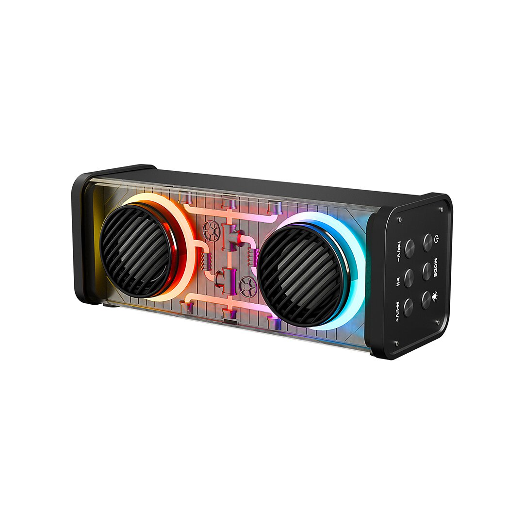 SİYAH KABLOSUZ HOPARLÖR - SPEAKER TAŞINABİLİR MP3 IŞIKLI USB ŞARJLI BT - AUX - TES 10 MT MENZİL 1200mAH PİL - 10W (5643)