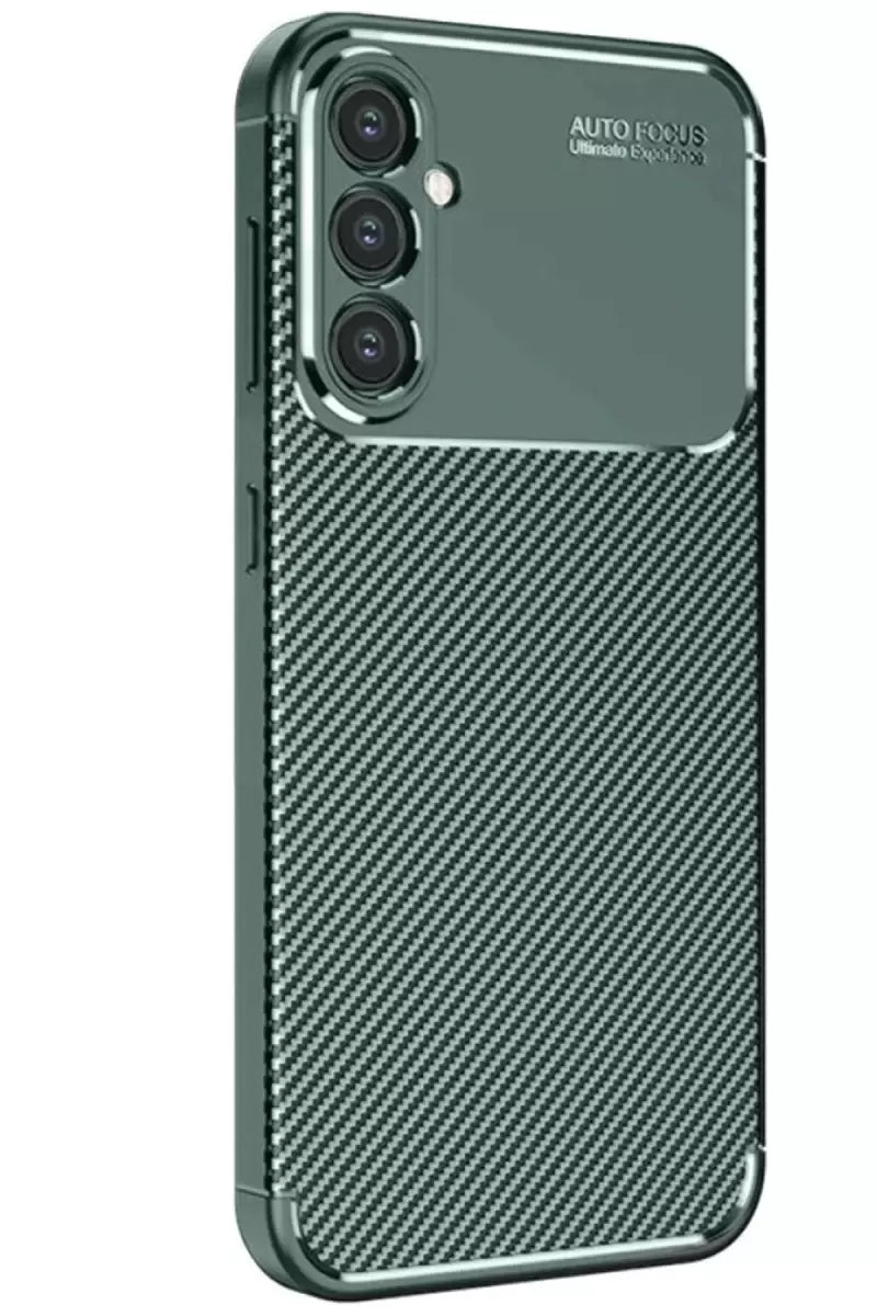 Newface Samsung Galaxy S25 Kılıf Auto Focus Karbon Kapak - Koyu Yeşil
