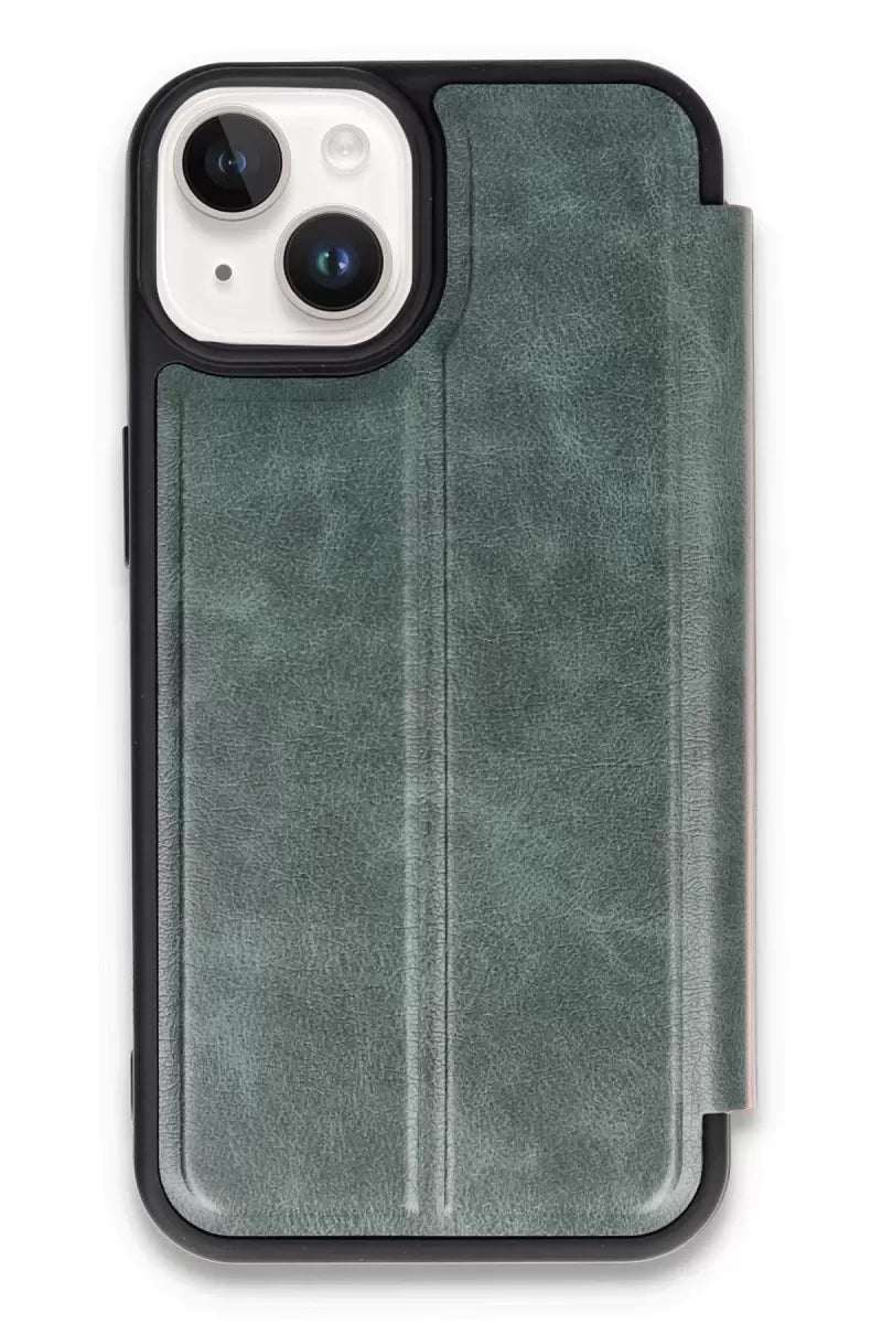 Newface Apple İphone 14 Kılıf Flip Cover - Koyu Yeşil