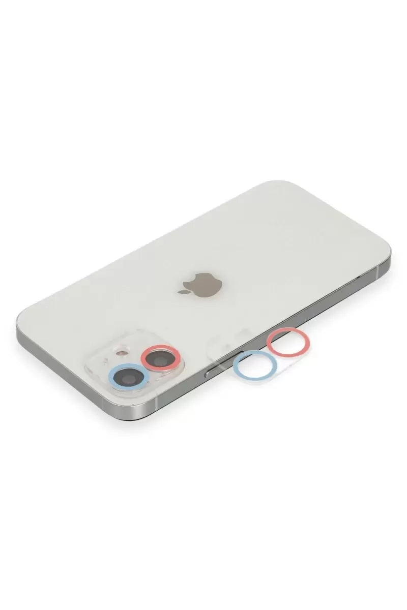 Newface Apple İphone 12 Renkli Kamera Lens Koruma Cam - Pembe-mavi