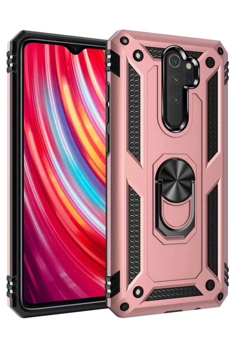 Newface Xiaomi Redmi Note 8 Pro Kılıf Sofya Yüzüklü Silikon Kapak - Rose