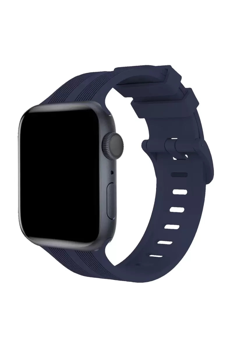 Newface Apple Watch 38mm Kr408 Çizgili Silikon Kordon - Lacivert