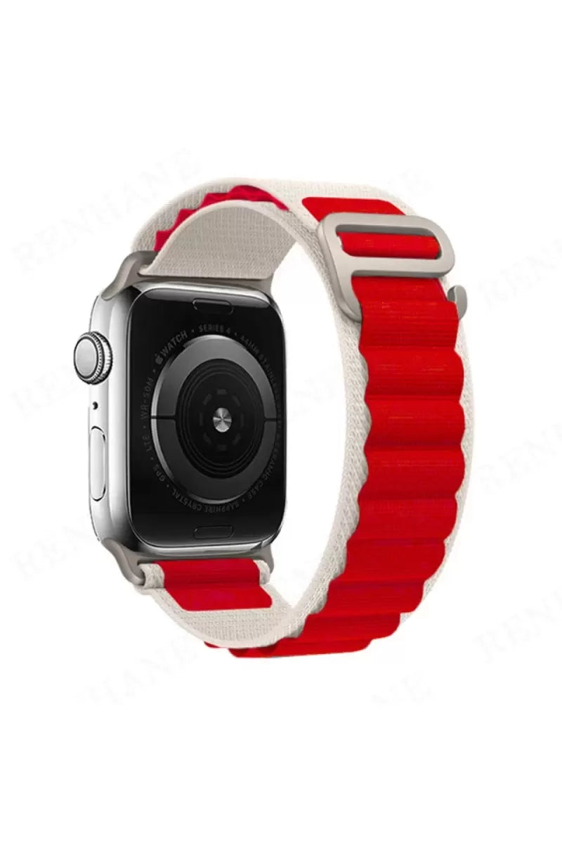 Newface Apple Watch 38mm Mountain Kordon - Beyaz-kırmızı