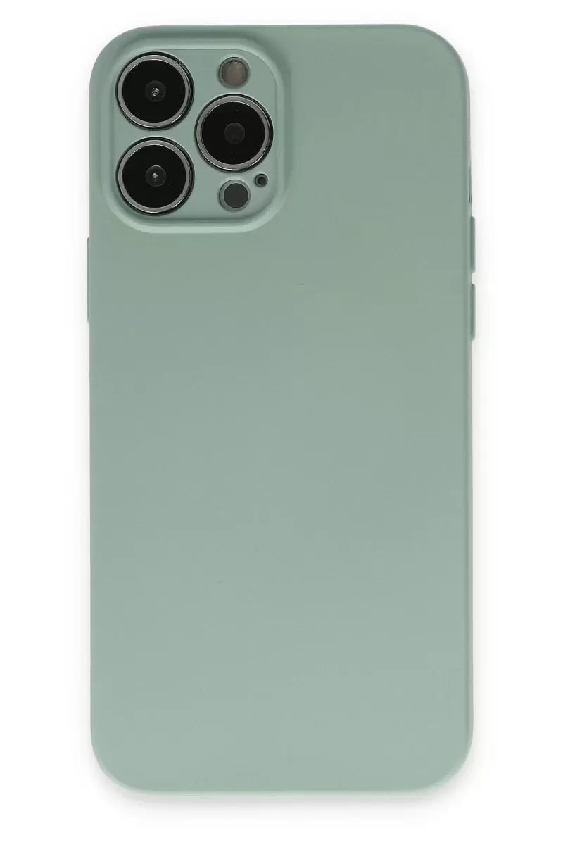 Newface Apple İphone 13 Pro Max Kılıf Nano İçi Kadife Silikon - Su Yeşili