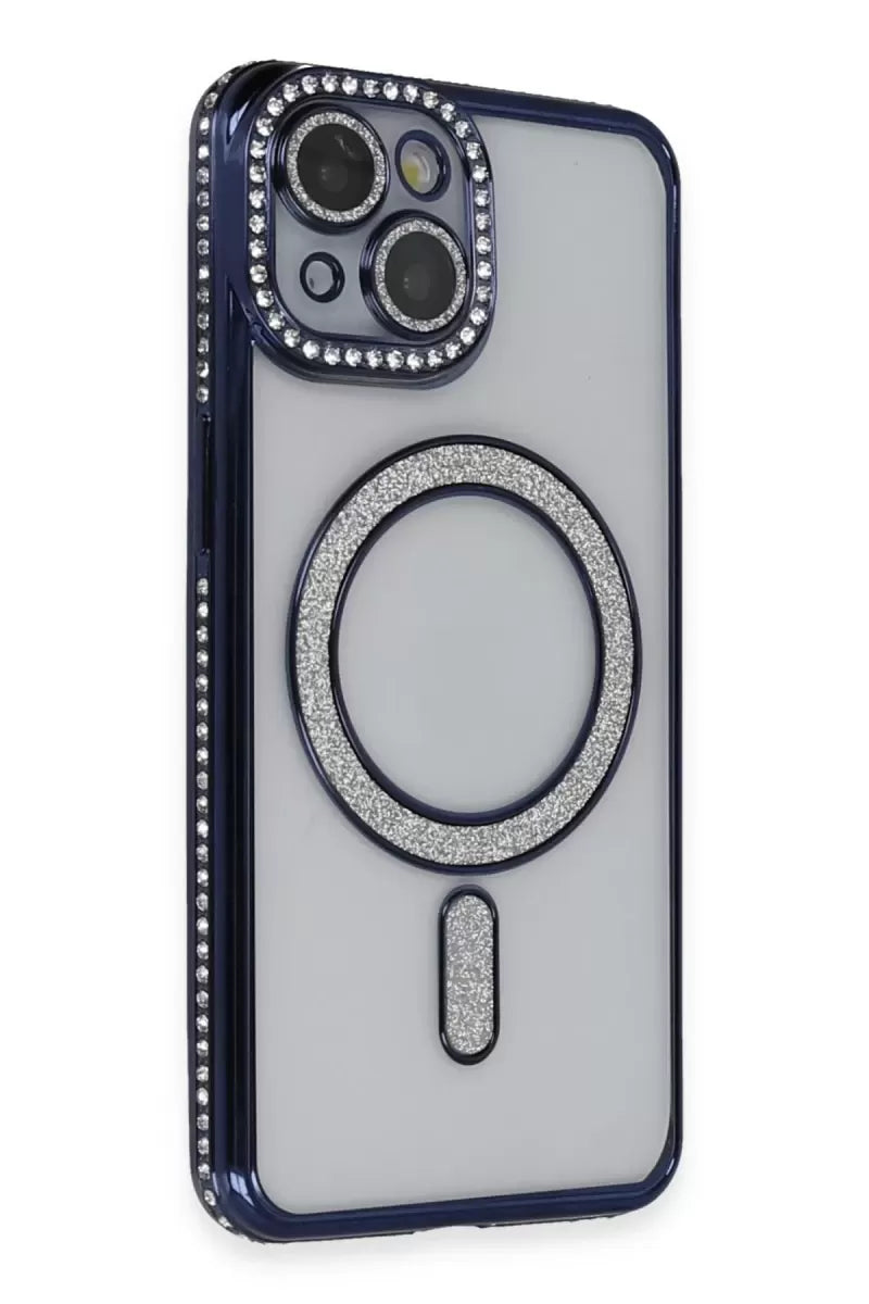 Newface Apple İphone 13 Kılıf Joke Simli Magneticsafe Kılıf - Lacivert