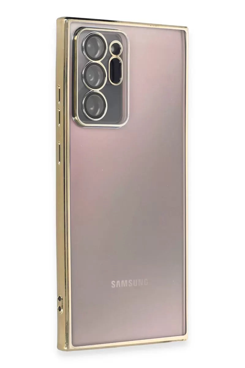 Newface Samsung Galaxy Note 20 Ultra Kılıf Razer Lensli Silikon - Gold