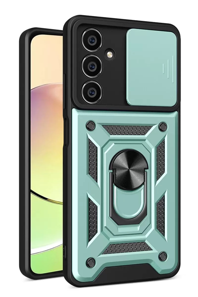 Newface Samsung Galaxy A25 5g Kılıf Pars Lens Yüzüklü Silikon - Yeşil