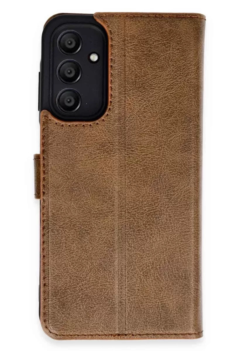 Newface Samsung Galaxy M15 Kılıf Trend S Plus Kapaklı Kılıf - Taba