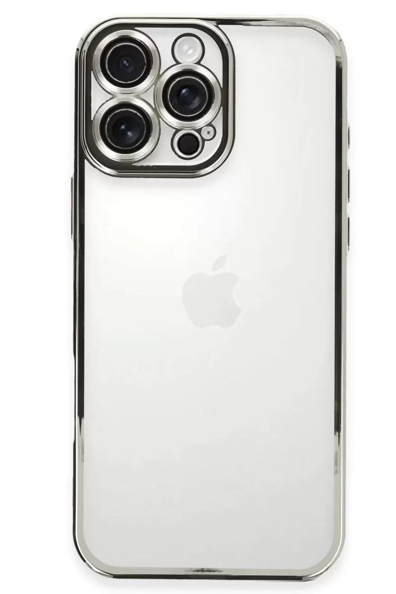 Newface Apple İphone 16 Pro Max Kılıf Razer Lensli Silikon - Gümüş