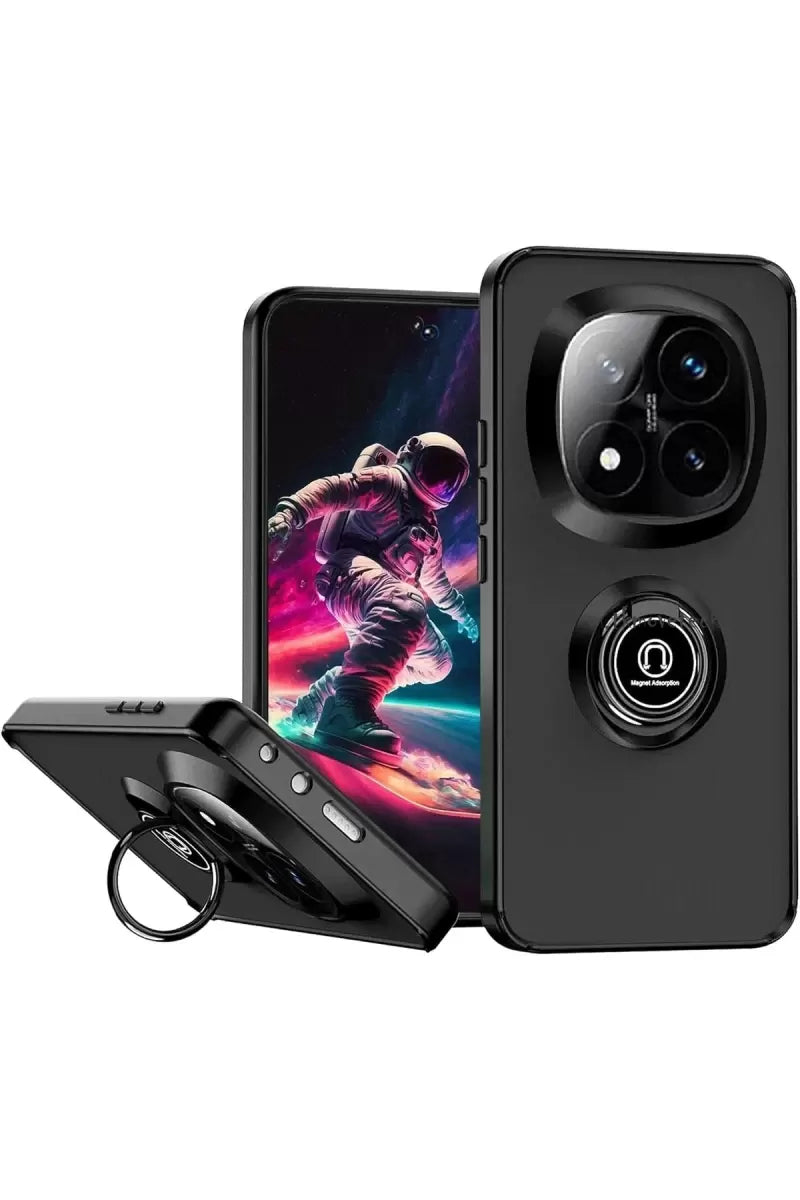 Newface Xiaomi Redmi Note 14 Pro 5g Kılıf Montreal Yüzüklü Silikon Kapak - Siyah
