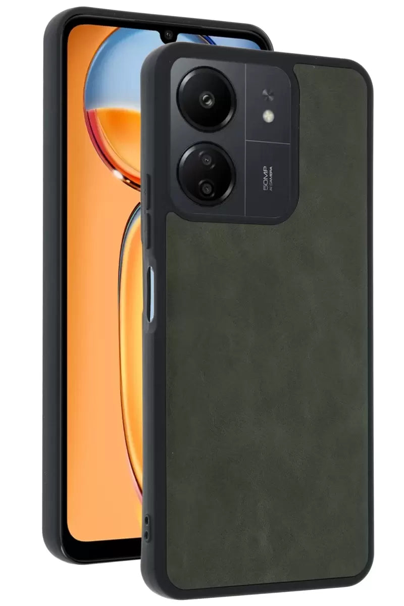 Newface Xiaomi Redmi 13c Kılıf Aras Deri Kapak - Açık Yeşil