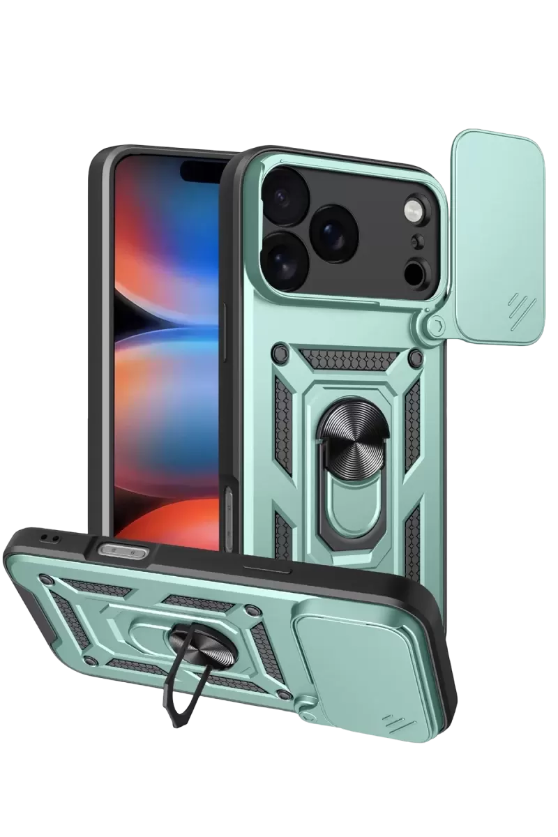 Newface Apple İphone 17 Pro Max Pars Lens Yüzüklü Silikon - Yeşil