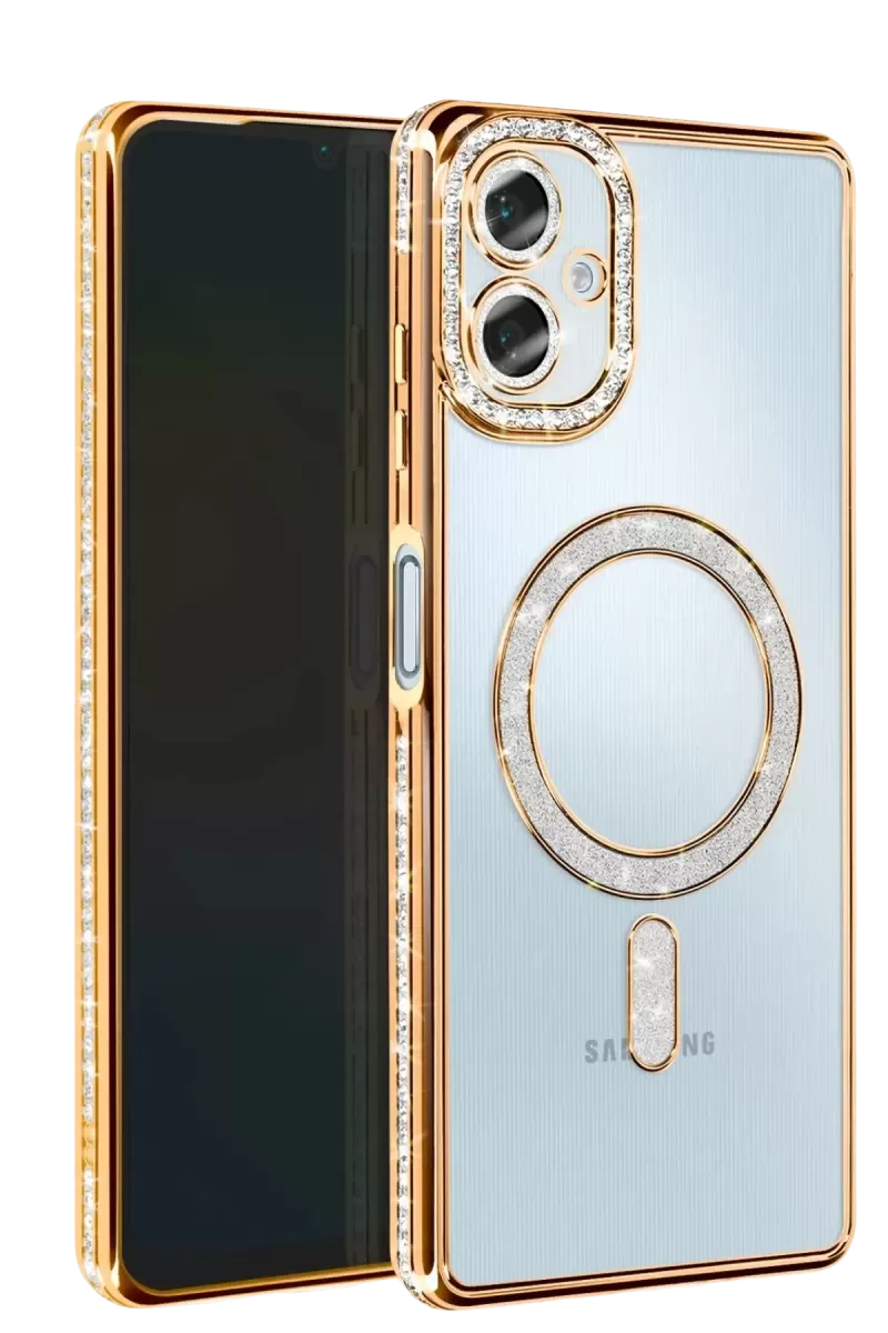Newface Samsung Galaxy A06 Joke Simli Magneticsafe Kılıf - Gold