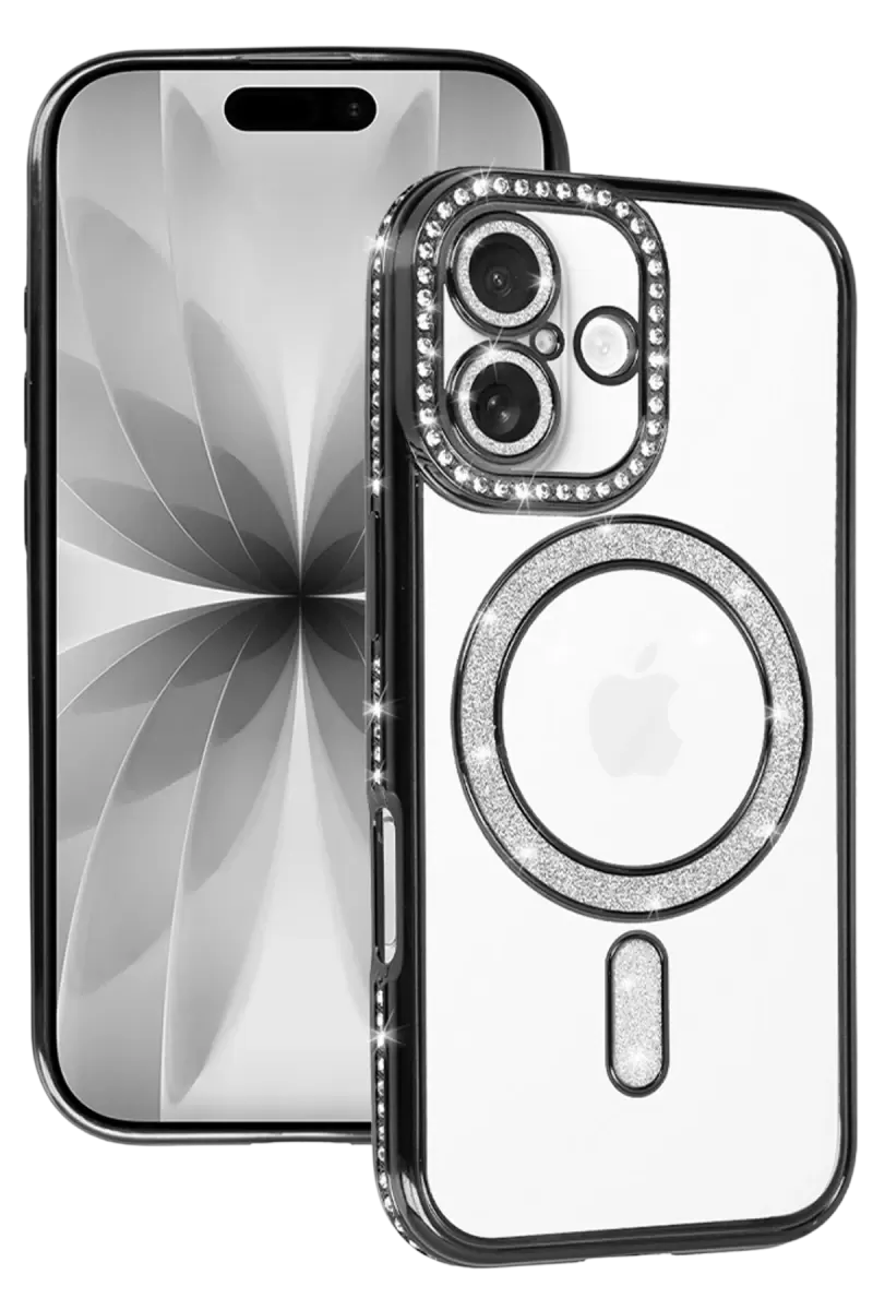 Newface Apple İphone 17 Joke Simli Magneticsafe Kılıf - Siyah