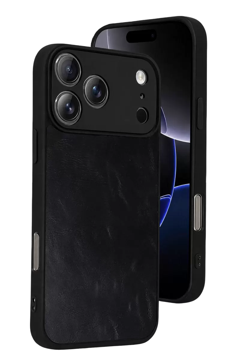 Newface Apple İphone 17 Pro Max Aras Deri Kapak - Siyah