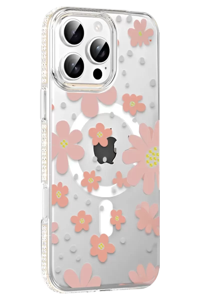 Joko Apple İphone 16 Pro Floral Magsafe Kapak - Pembe