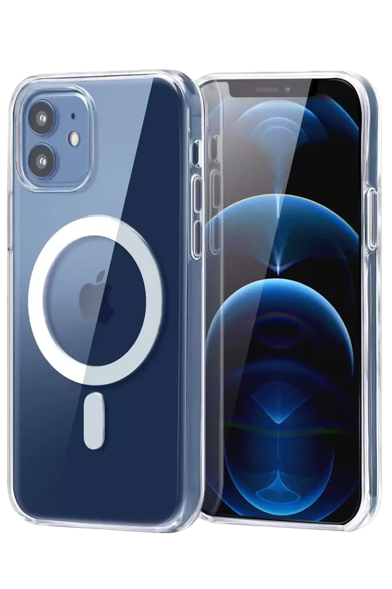 Newface Apple İphone 12 Combo Sert Şeffaf Magsafe Kapak - Şeffaf