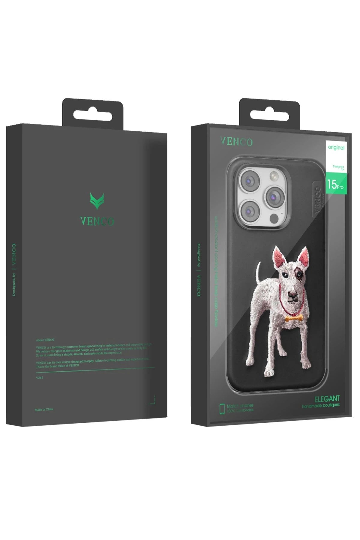 Venco Apple iPhone 15 Pro Perma Desenli Kapak - Siyah