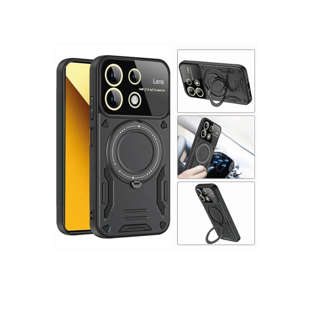 Xiaomi Redmi Note 13 4g Kılıf Joy Lens Standlı Kapak - Mor